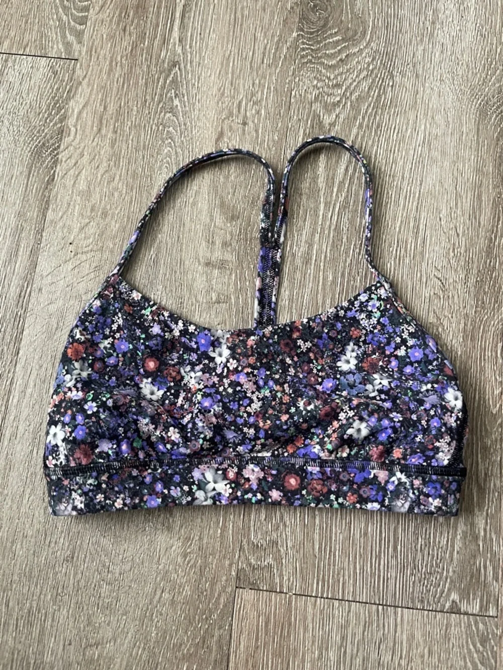 Lululemon Floral Purple Low-Impact Sports Bra size 4 yoga active workout gym